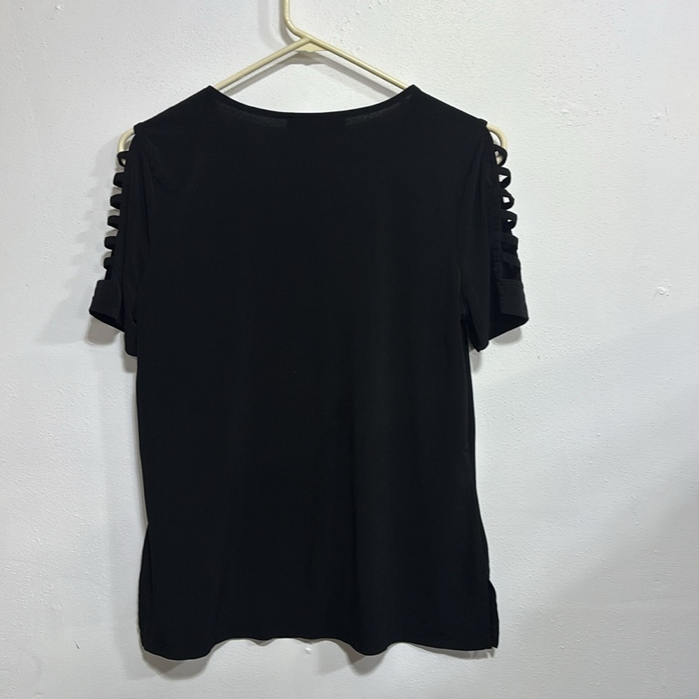 Michael Kors Black Short Sleeve cold shoulder shirt Top.size medium - Picture 5 of 9